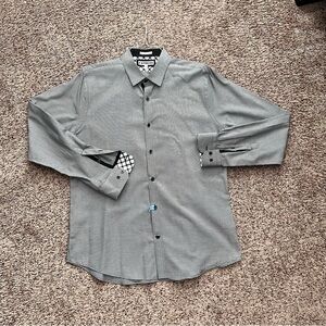 Express Men’s - black & white houndstooth dress shirt, size XL